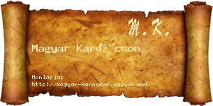Magyar Karácson névjegykártya